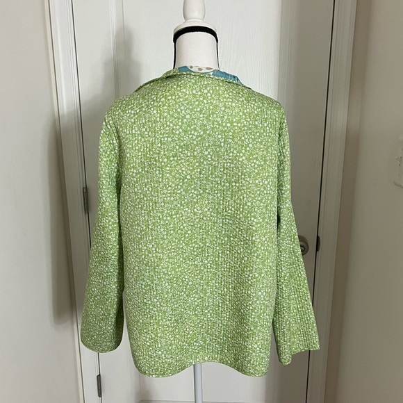 Reversible Light Weight Jacket 2x Butterflies Floral Green White Blue Plus - Picture 10 of 16